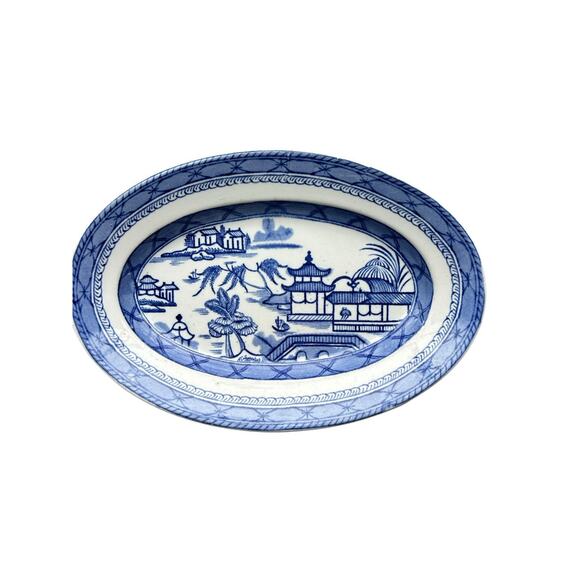 Ashworth Brothers Hanley England Transferware Ironstone Blue Platter9 1/2 In. - Picture 1 of 4